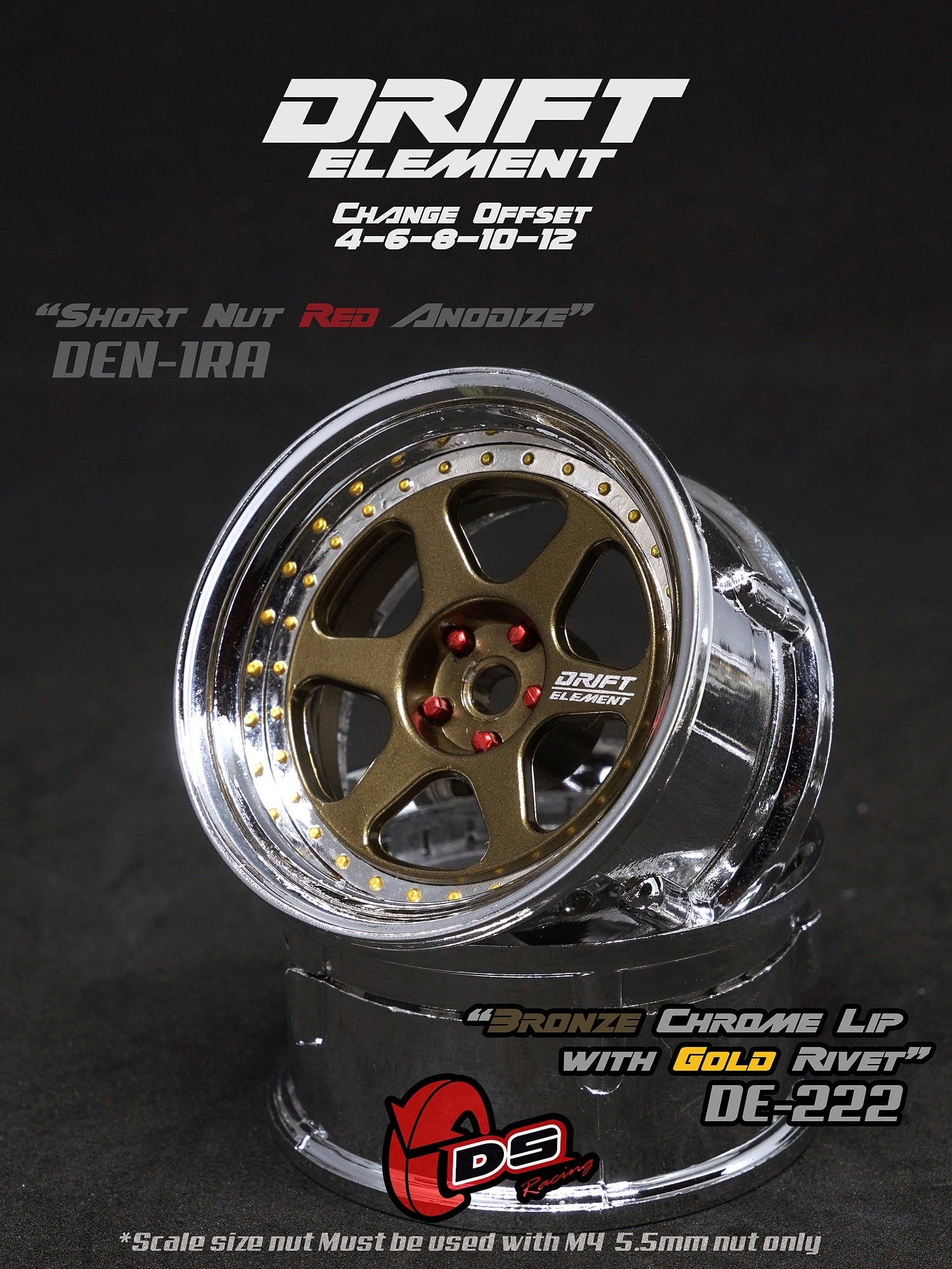 DE 6 Spoke Wheel Set - Bronze/Chrome w/ Gold Rivets DE 6 Spoke Wheel Set - Bronze/Chrome w/ Gold Rivets