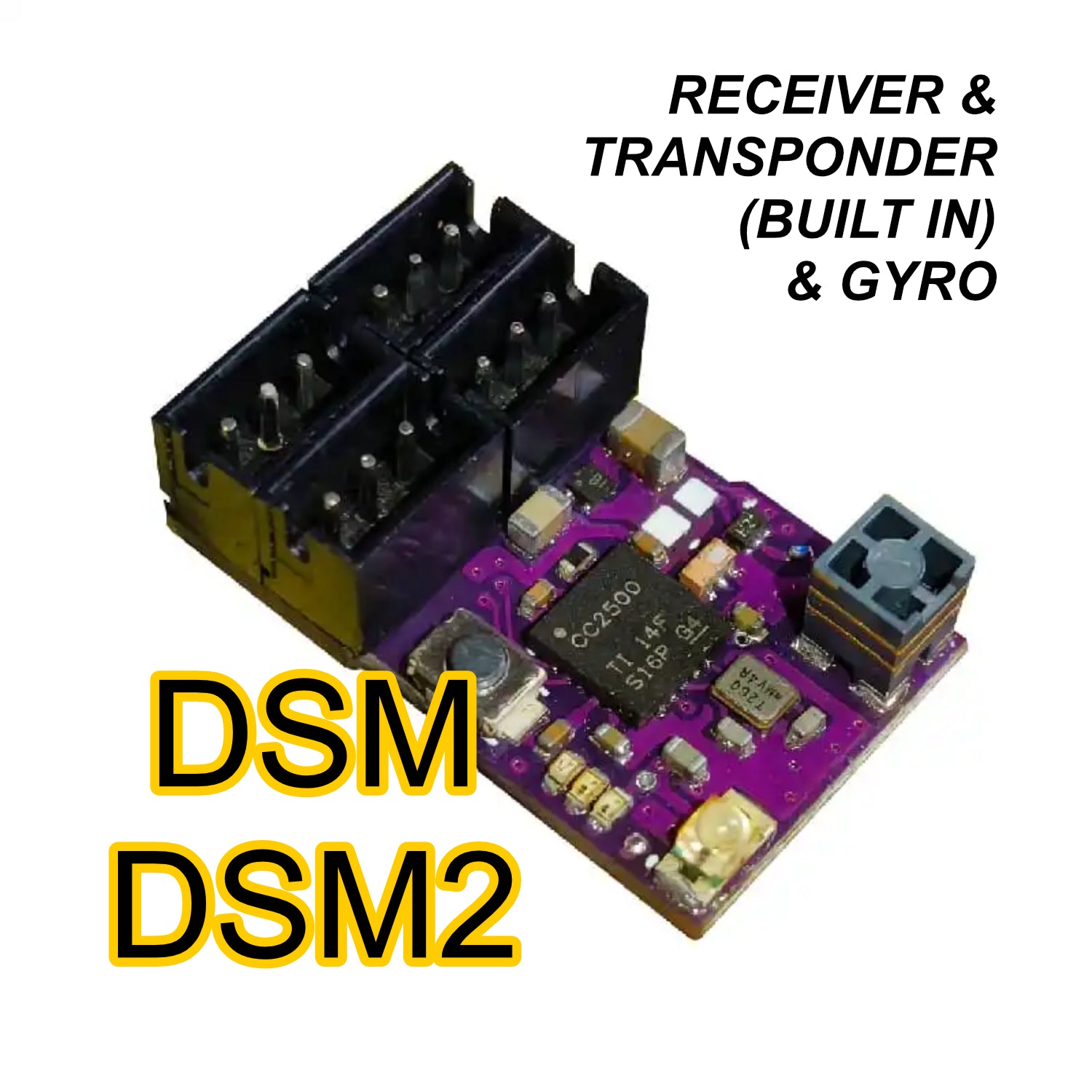 DSM DSM2 Compatible 4 Channel MICRO Tower Antenna Receiver w GYRO + TRANSPONDER For 1-24 1-28 (CASE-LESS) [MXO RACING] RXC52-DG&TP
