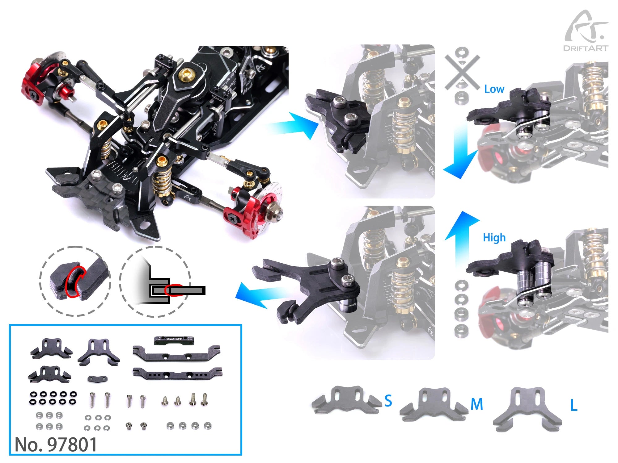1-28 Universal Body Mount Set DA4 For kyosho miniz GL Body For DA3 DA4 DA2 [Drift Art] 97801