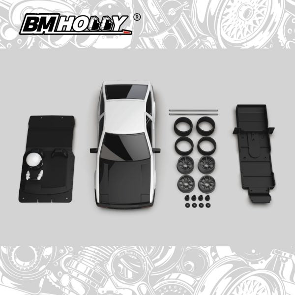 BMX-R AE86 Trueno Body Set - White Black Green for 1/24 FLD FR Legends [BM Racing] FLD-AE86 FLD-AE86-B FLD-AE86-G