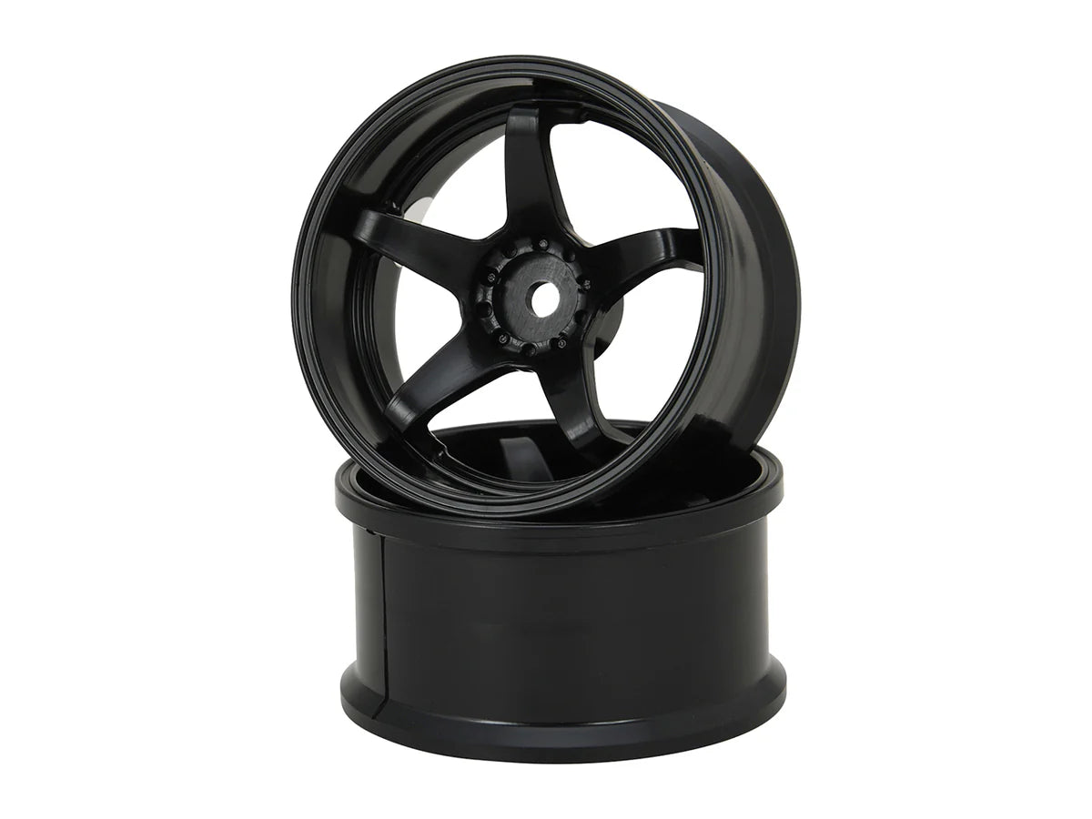 Flat Black Racing Rims HAYATE - BLACK N-Type Drift Wheel High Traction 6mm / 8mm 1/10 Rims [G ...