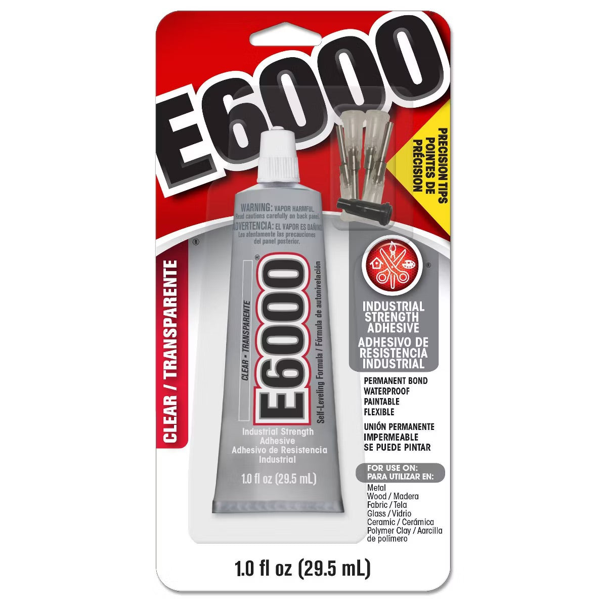 E6000 1.0oz Flexible Clear Glue Tube With Applicator Tips Lexan (Plastics, Wood, Glass, Ceramic and More) [Shoe Goo] ET6000