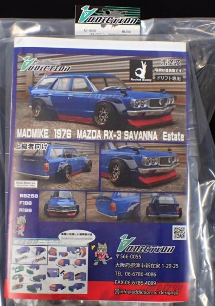 Clean Drift Rx3 Mazda RX-3 Wagon PANDEM 1-10 Body Set (198mm F/R) Mad Mike D1GP [Addic ...