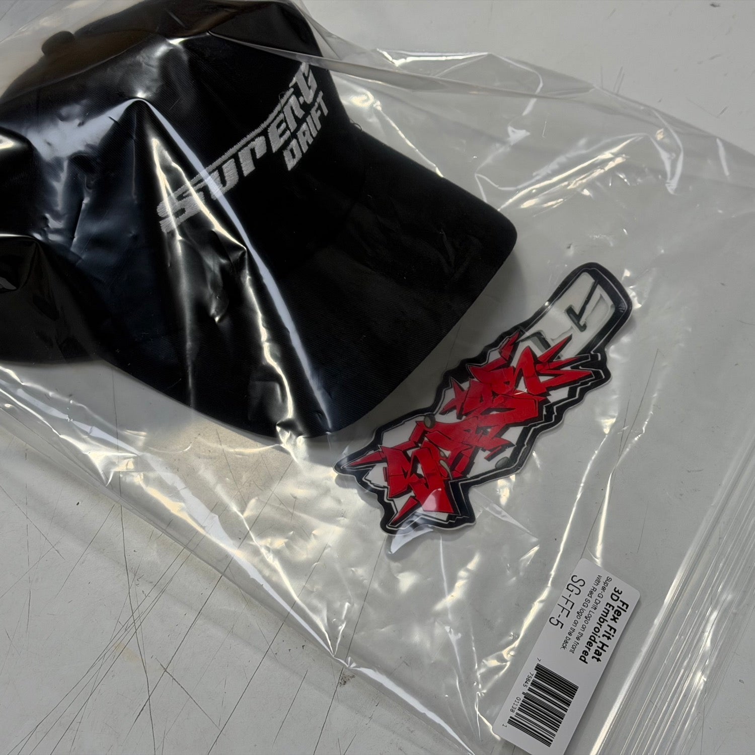 Flex Fit (BLACK) Hat with 3D Super-G Drift Embroidered Logo [Super-G] SG-FF-5