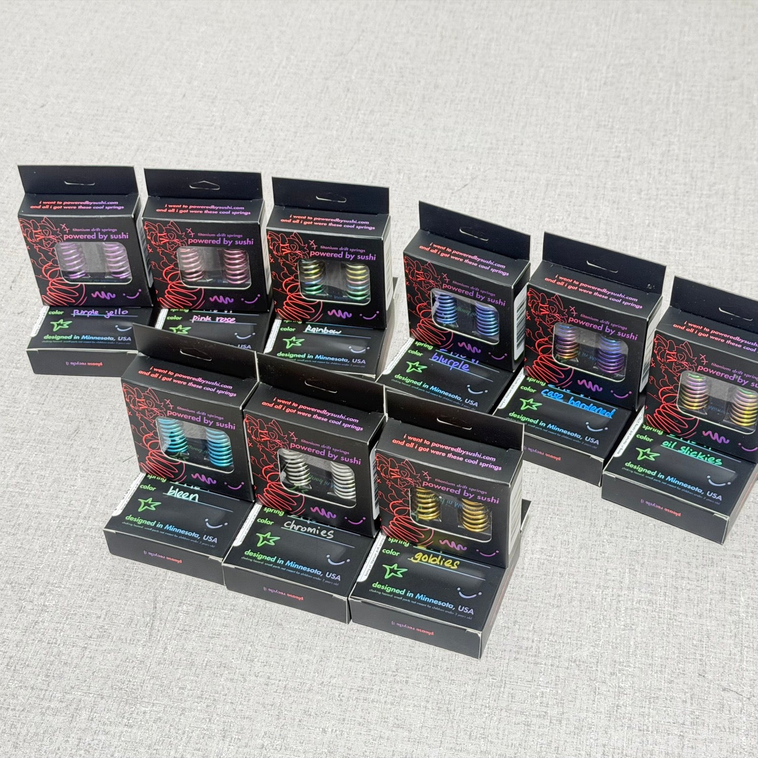 BOING 1-10 Competition Titanium (6-Coil, 7.5-Coil,. 9-Coil) RWD Drift Springs Set [Powered By Sushi]