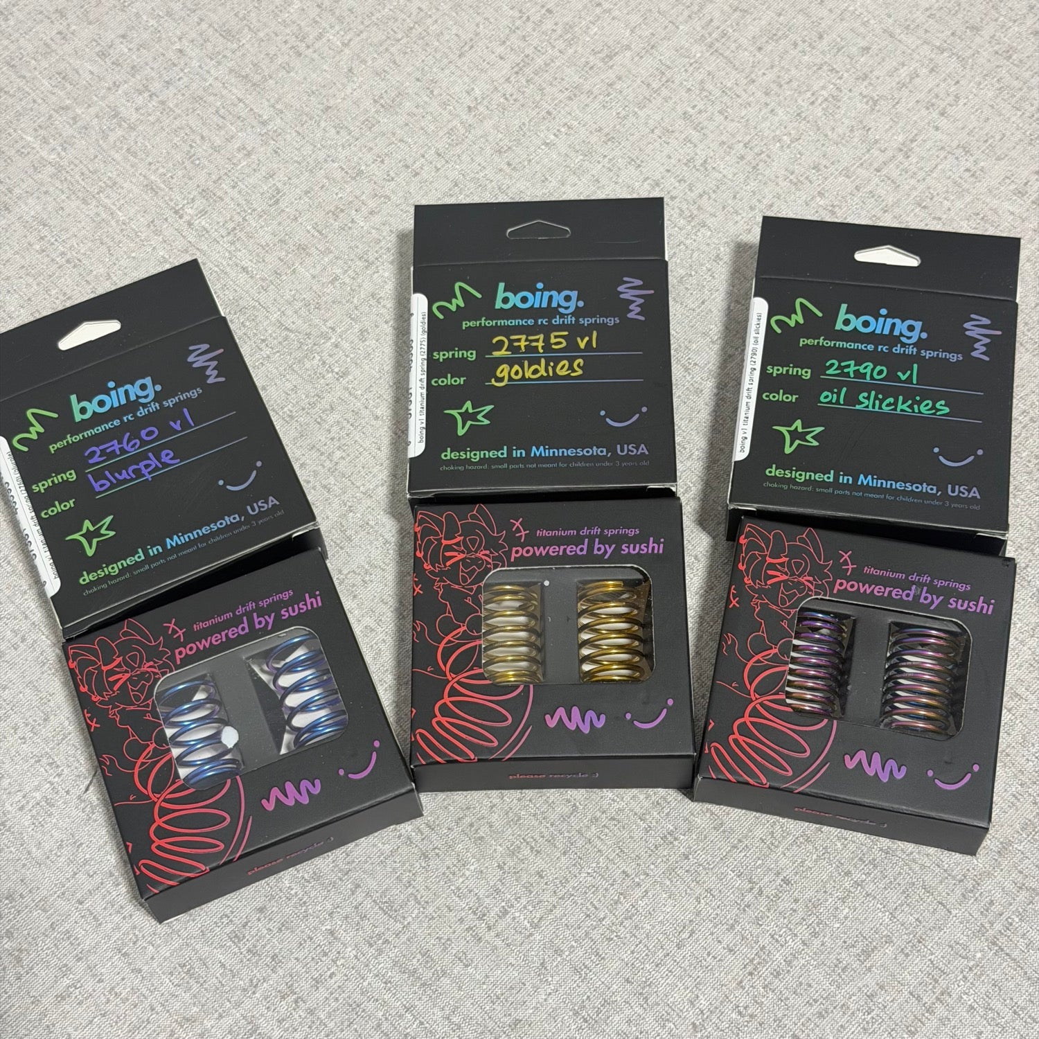 BOING 1-10 Competition Titanium (6-Coil, 7.5-Coil,. 9-Coil) RWD Drift Springs Set [Powered By Sushi]