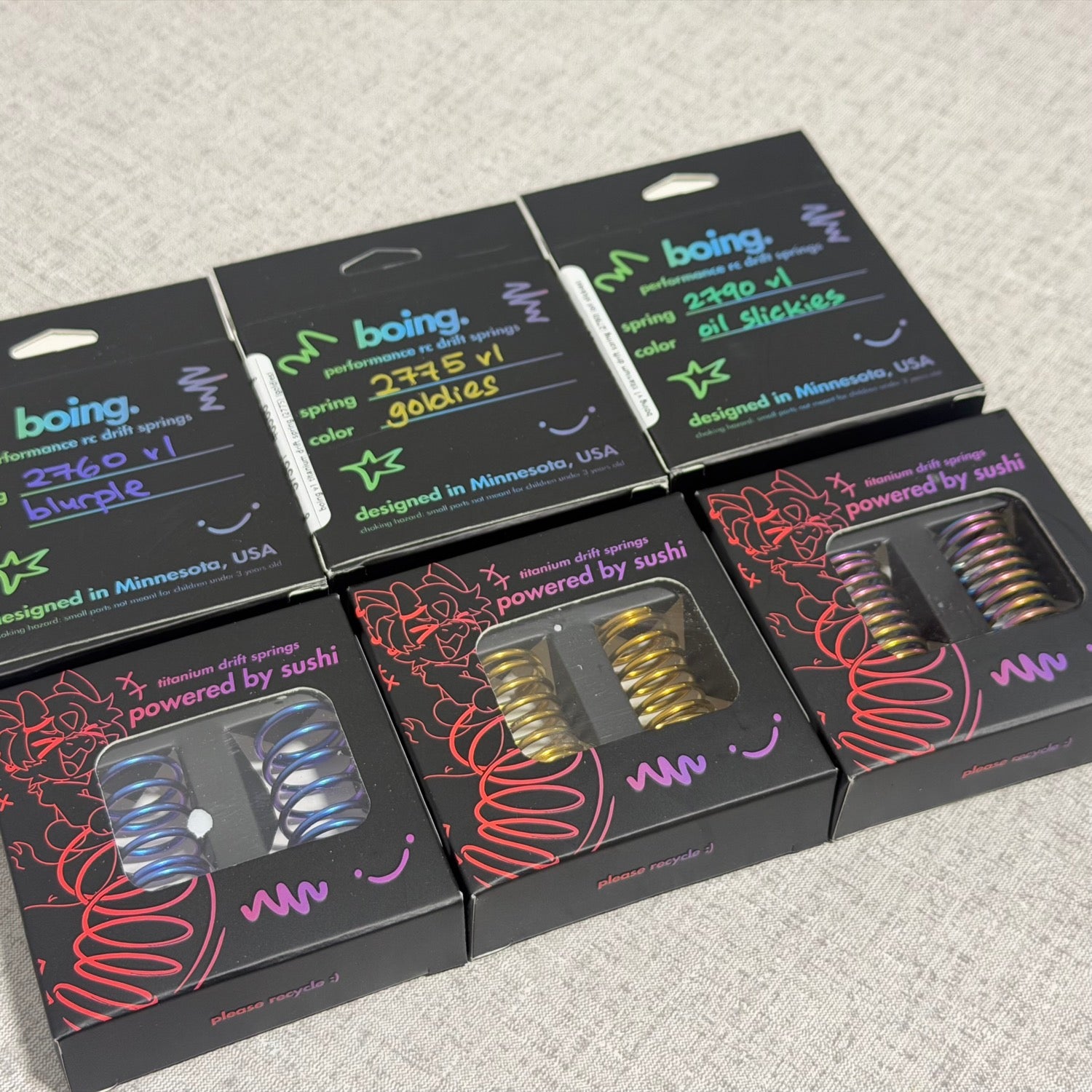 BOING 1-10 Competition Titanium (6-Coil, 7.5-Coil,. 9-Coil) RWD Drift Springs Set [Powered By Sushi]