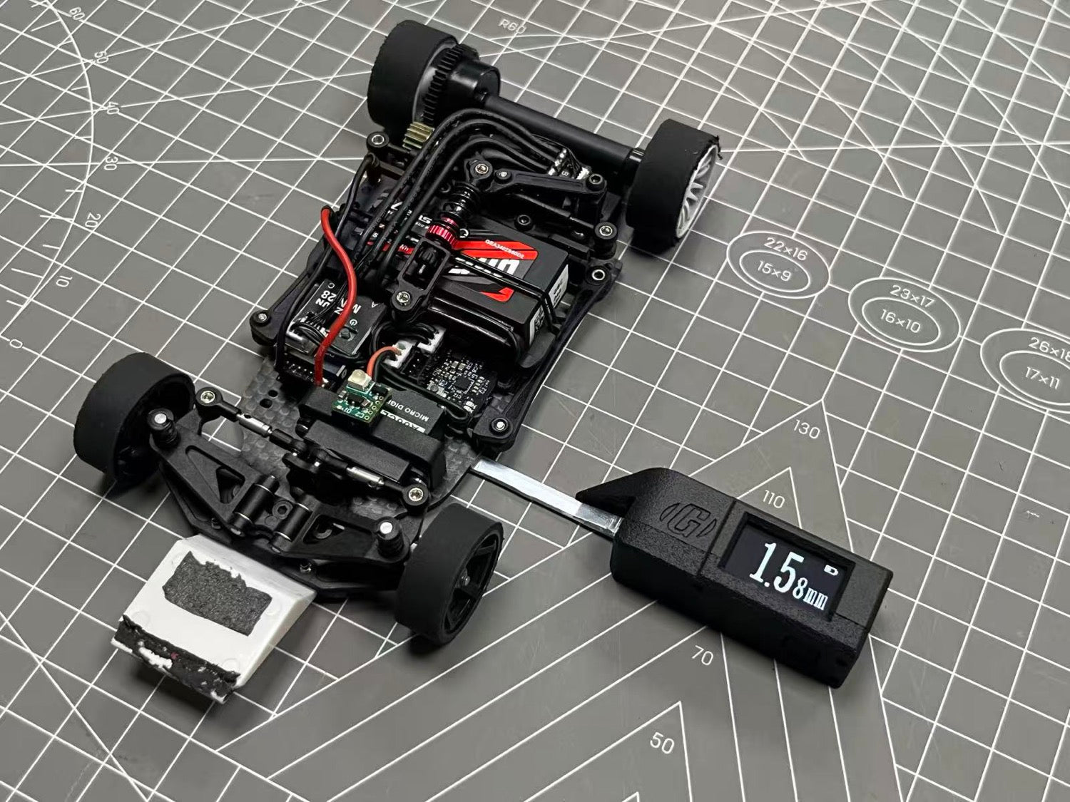 DIGITAL RIDE HEIGHT GAUGE FOR RC CAR 1/28 1/24 MINI-Z Drift [JACKIERC] GH-028
