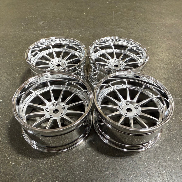 12 Multi Spoke (Silver / Chrome Lip) Adjustable Offset Rims (4-Pack) 1 ...