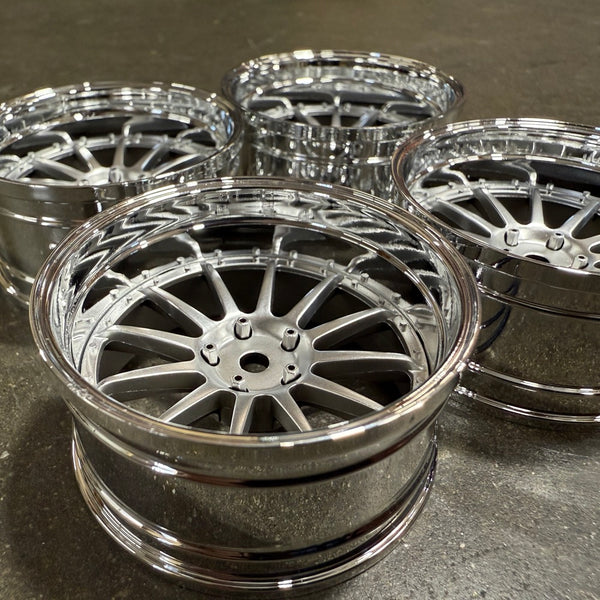 12 Multi Spoke (Silver / Chrome Lip) Adjustable Offset Rims (4-Pack) 1 ...