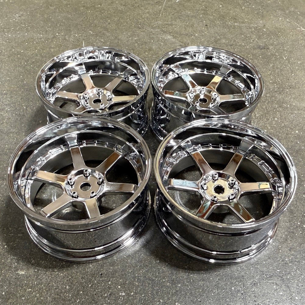 6 Spoke (Chrome) Adjustable Offset Rims (4-Pack) 1-10 TE37 HRE 546 Sty ...