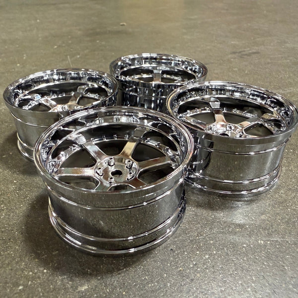 6 Spoke (Chrome) Adjustable Offset Rims (4-Pack) 1-10 TE37 HRE 546 Sty ...