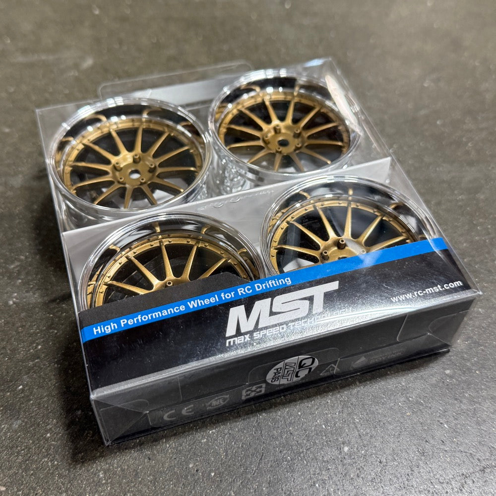 12 Multi Spoke (Gold / Chrome Lip) Adjustable Offset Rims (4-Pack) 1-1 ...