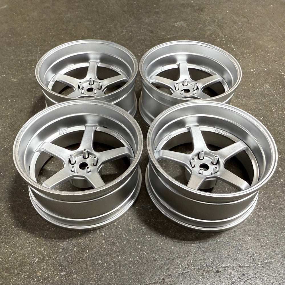 GT 5 SPOKE (Matte Silver) Adjustable Offset Rims (4-Pack) 1-10 Advan T ...