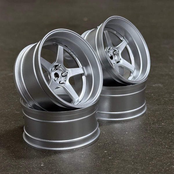 GT 5 SPOKE (Matte Silver) Adjustable Offset Rims (4-Pack) 1-10 Advan T ...