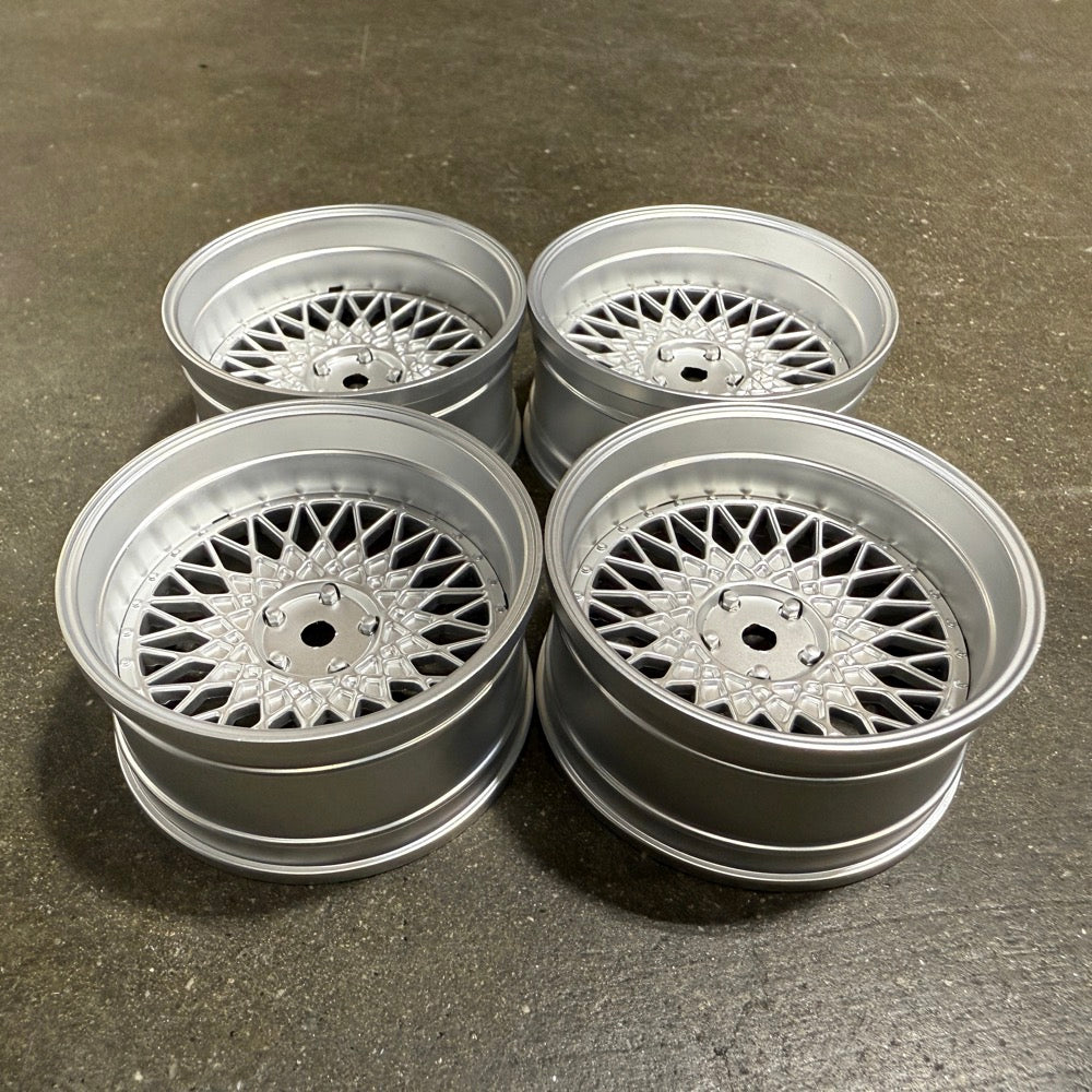 Vip Style Silver Rims 501 Mesh (Silver / Silver Lip) Adjustable Offset Rims (4-Pack) 1-10 BB ...