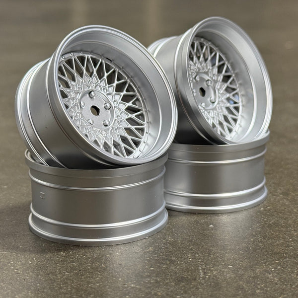 Mesh Rims Racing 501 Mesh (Silver / Silver Lip) Adjustable Offset Rims (4-Pack) 1-10 BB ...