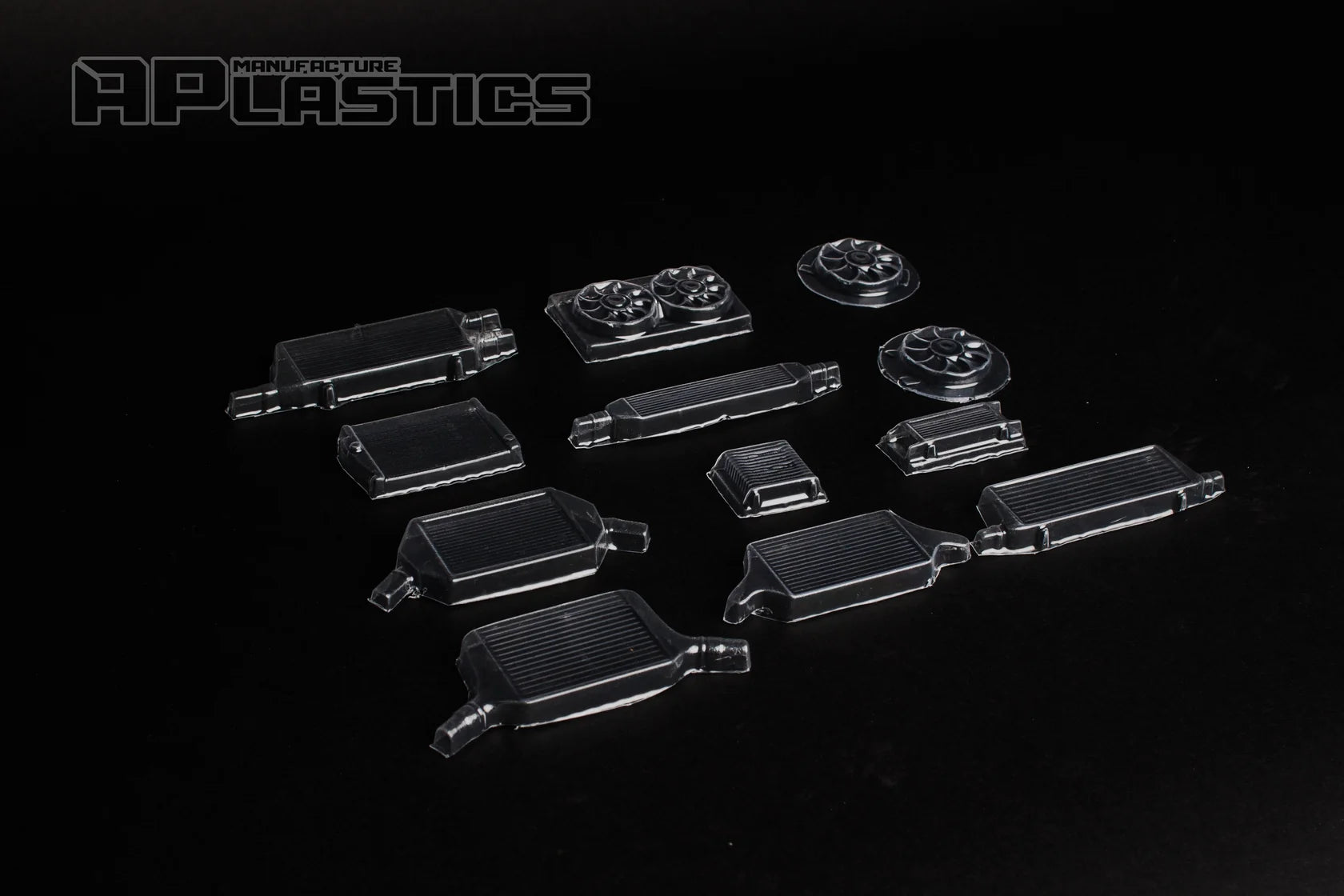 1-10 Lexan Intercooler Kit Radiator Fan Set Oil Cooler - Set of 12 [APlastics] AP-INTKT