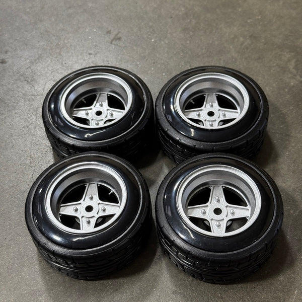 1-10 TAKECHI PROJECT RACING HART 4 SPOKE RIMS +6 (SILVER) + ADVAN TIRE ...