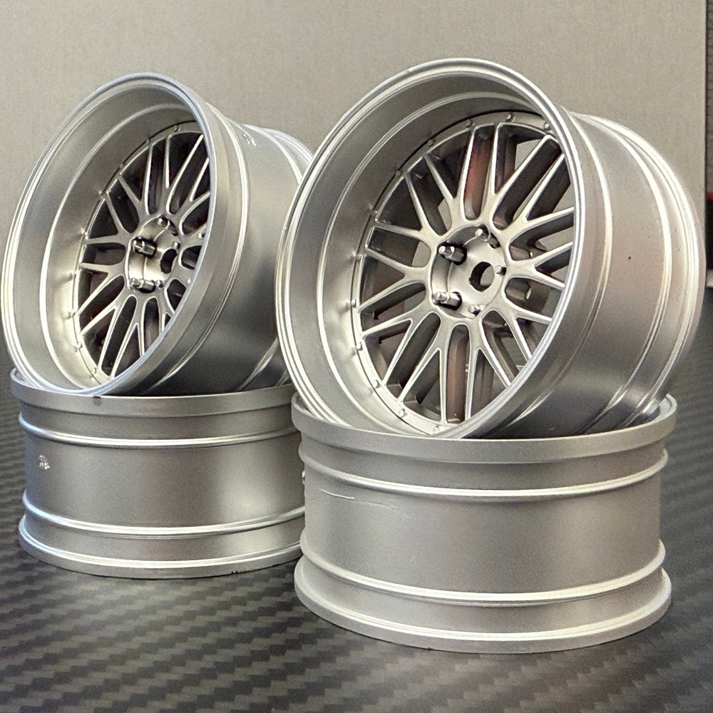 Rc Silver Rims LM Mesh (Silver - Silver) BBS Style Adjustable Offset 1-10 Rims (4-Pac ...