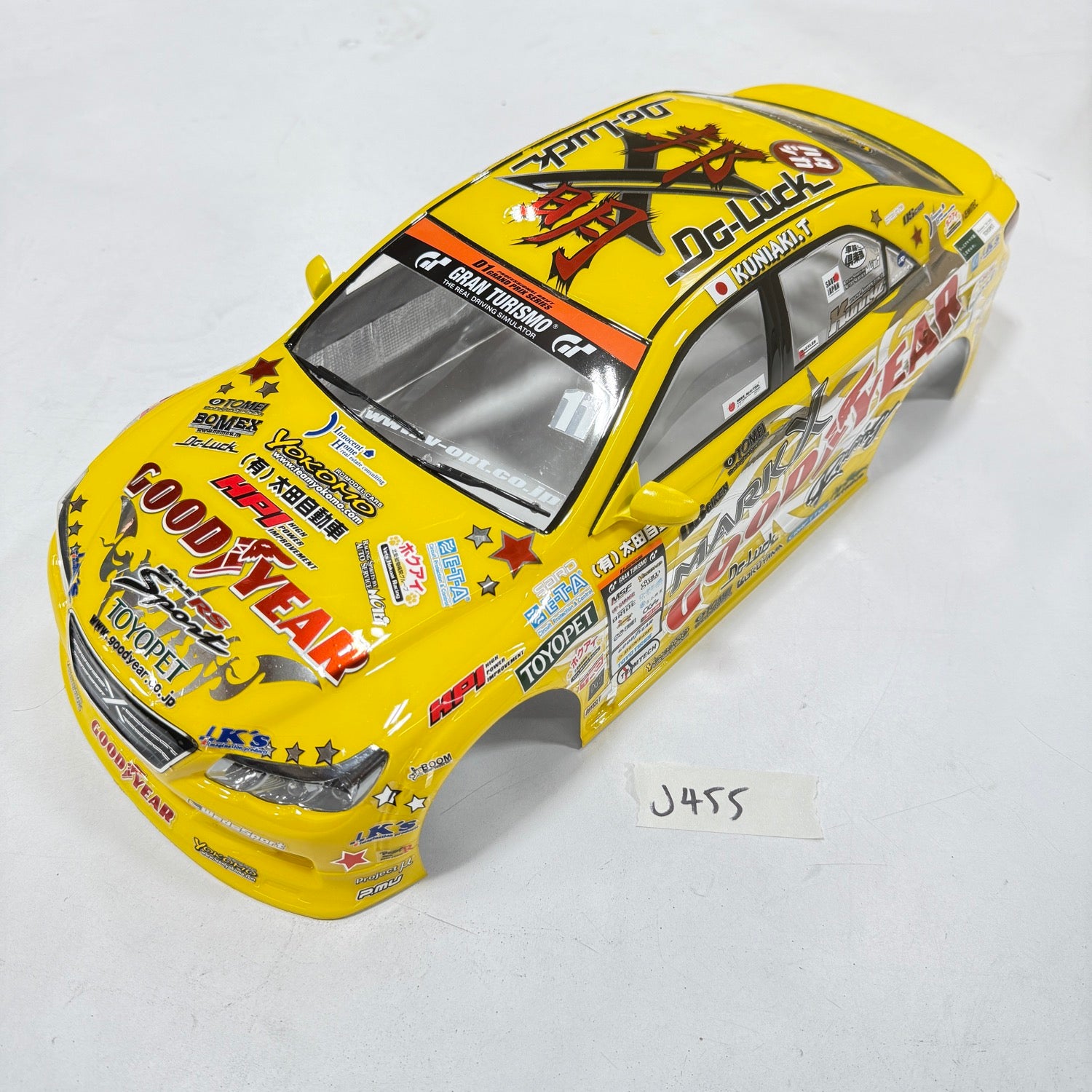 PAINTED Toyota Mark X GRX130 GOODYEAR D1GP Spec w/ Mirror, Exhaust and Light Buckets Set 1-10 Body Set *Discontinued NOS* [Yokomo] SD-MKXB