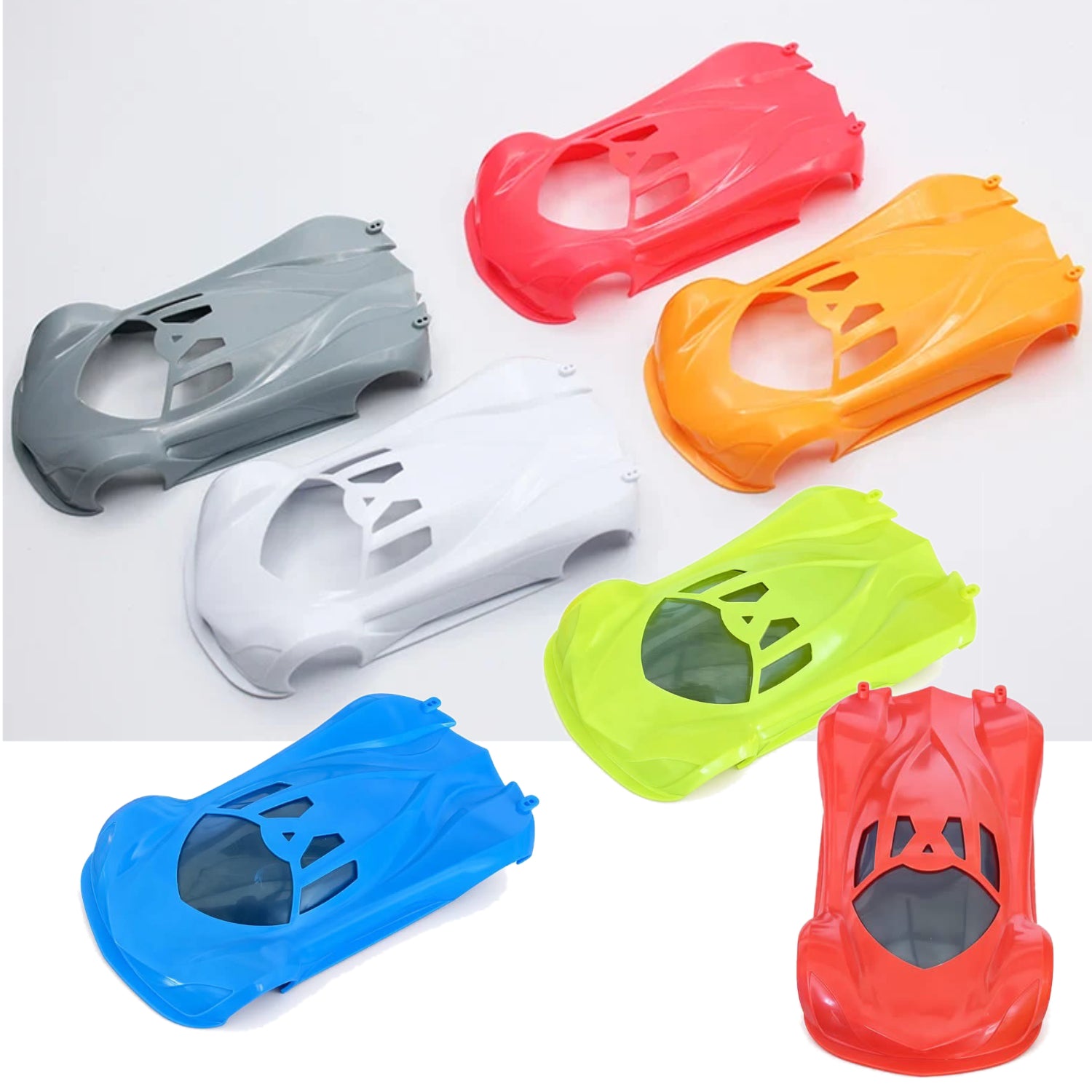 MF-1 ABS Plastic Body Set 1-28 Mini-Z Fluorescent RED - YELLOW SEA ORANGE - WHITE - LIGHT GRAY MINI-Z CARS [Reflex Racing] RAW-001-WT
