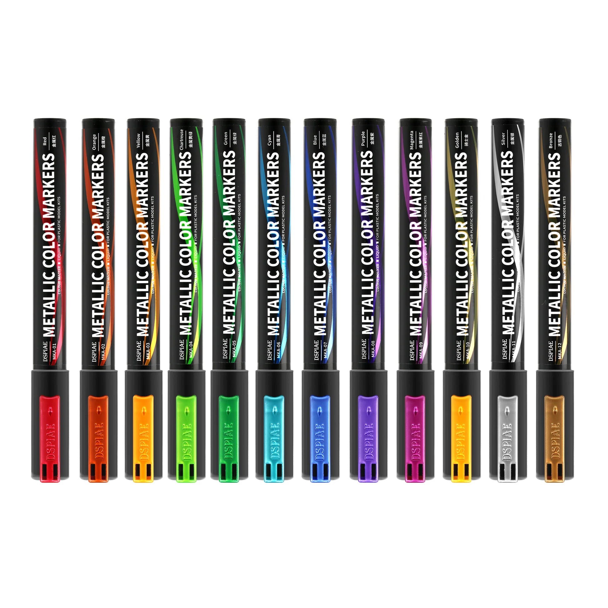 MKA Super Metallic Markers (12 Colors) Detailing Hobby Model Paint Markers [DSPIAE] MKA Series