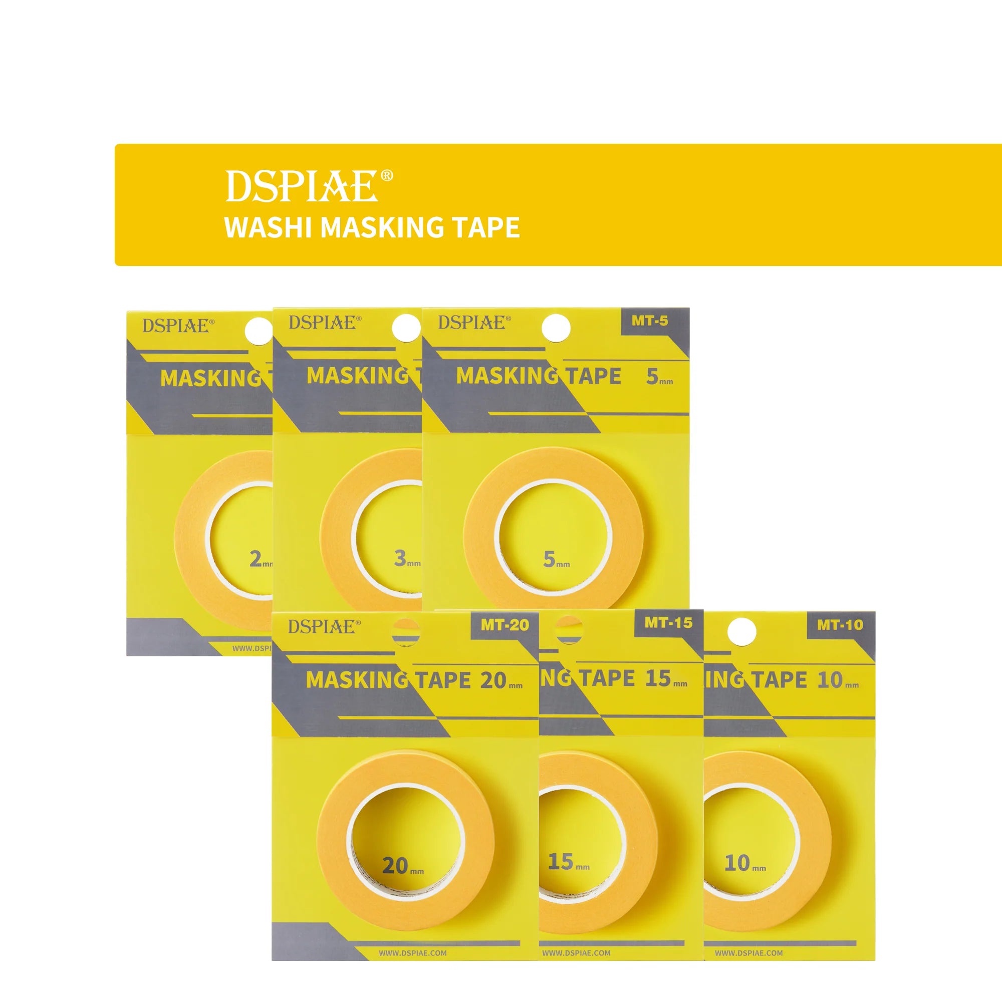 WASHI Premium Yellow Masking Tape 2mm 3mm 5mm 10mm 15mm 20mm (18m long) [DSPIAE] MT-0  MT-03 MT-05 MT-10 MT-15 MT-20