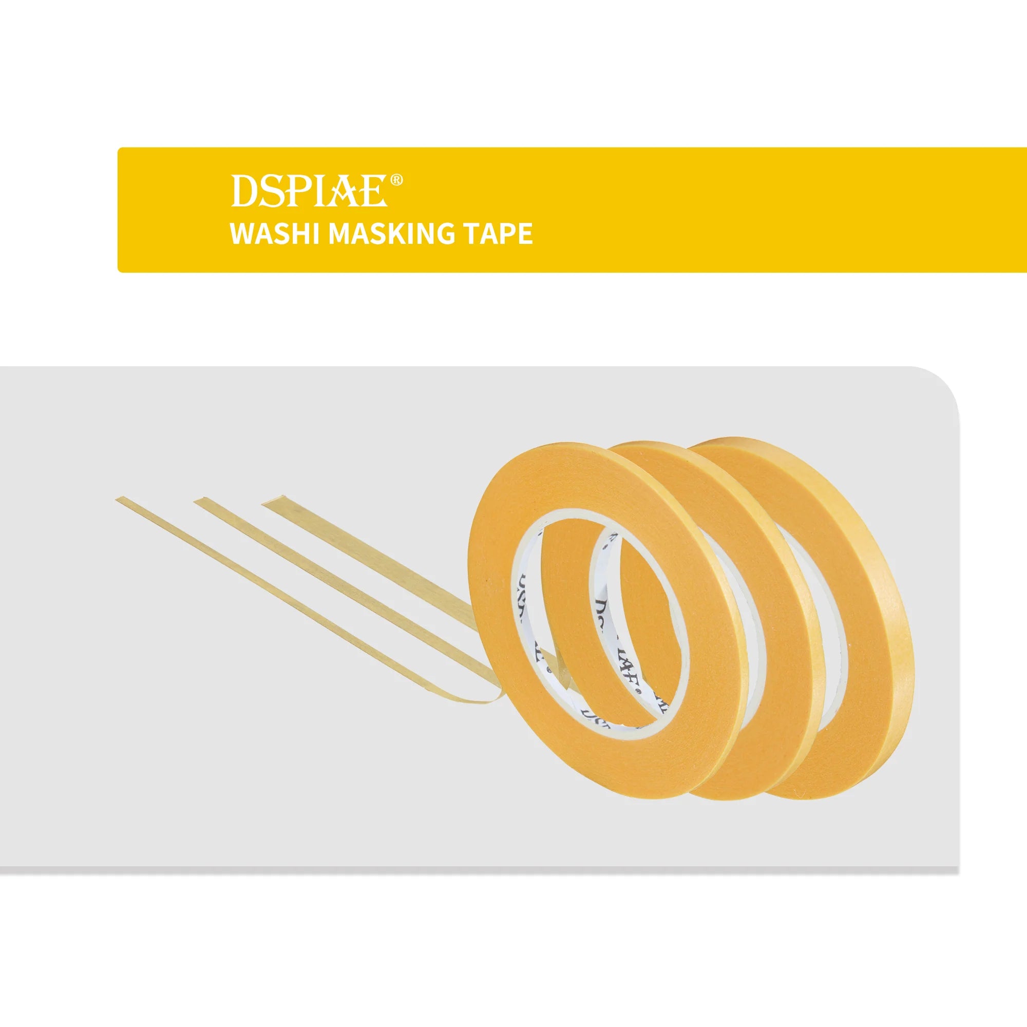 WASHI Premium Yellow Masking Tape 2mm 3mm 5mm 10mm 15mm 20mm (18m long) [DSPIAE] MT-0  MT-03 MT-05 MT-10 MT-15 MT-20