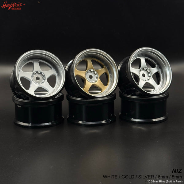 NIZ 5-Star Multipiece Style 1-10 Rims (6mm / 8mm) White Gold Silver [H ...