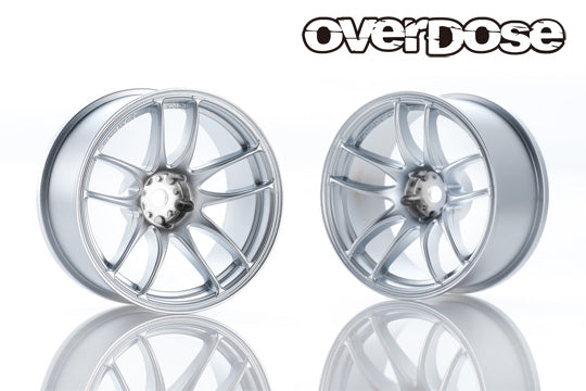 Work CR KAI MATTE CHROME 7mm (2pc) 1-10 Drift Rims [Overdose] OD1083c