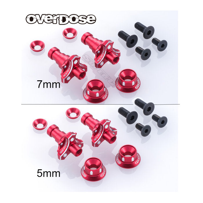 PREORDER: Aluminum One Piece Axle Shaft Type-2 (For OD/RWD) 7mm 5mm (RED PURPLE BLACK) [Overdose]