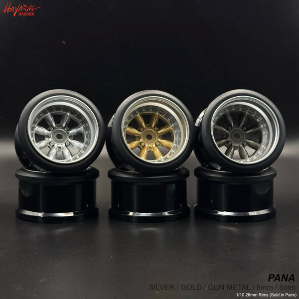 PANA 8-Spoke Style 1-10 Rims (6mm / 8mm) Gun Metal Gold Silver [Hayash ...