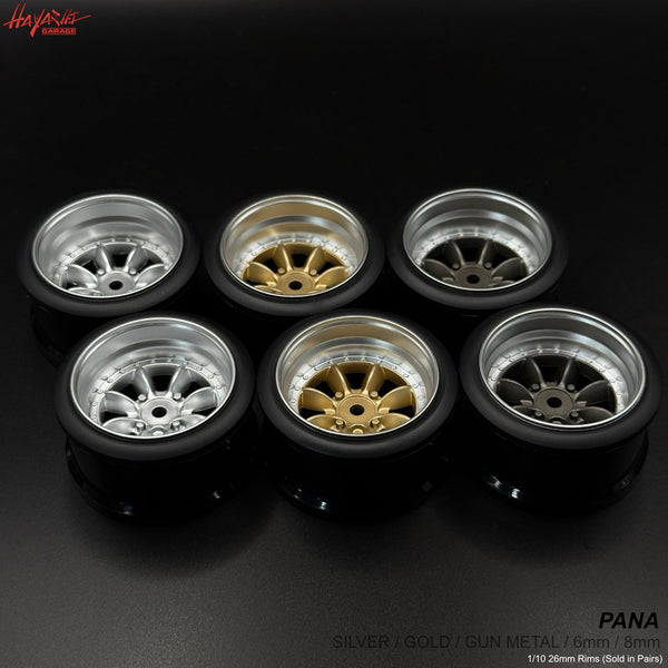 PANA 8-Spoke Style 1-10 Rims (6mm / 8mm) Gun Metal Gold Silver [Hayash ...