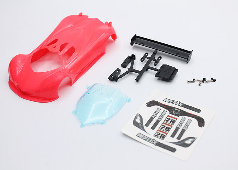 MF-1 ABS Plastic Body Set 1-28 Fluorescent RED - YELLOW SEA ORANGE - WHITE - LIGHT GRAY MINI-Z CARS [Reflex Racing] RAW-001-WT