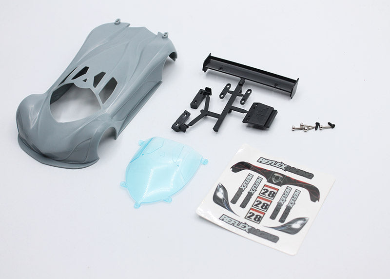 MF-1 ABS Plastic Body Set 1-28 Fluorescent RED - YELLOW SEA ORANGE - WHITE - LIGHT GRAY MINI-Z CARS [Reflex Racing] RAW-001-WT