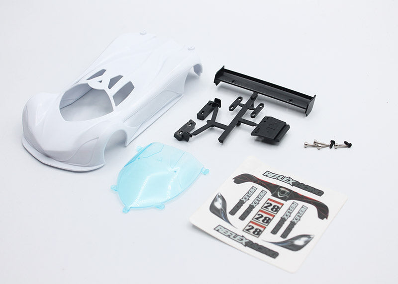 MF-1 ABS Plastic Body Set 1-28 Fluorescent RED - YELLOW SEA ORANGE - WHITE - LIGHT GRAY MINI-Z CARS [Reflex Racing] RAW-001-WT