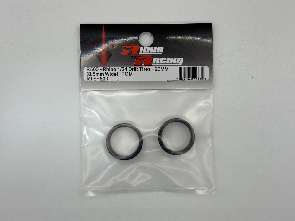 R500 - Rhino 1/24 Drift Tires - 20MM (8.5mm Wide) - POM [Rhino Racing] RTS-500