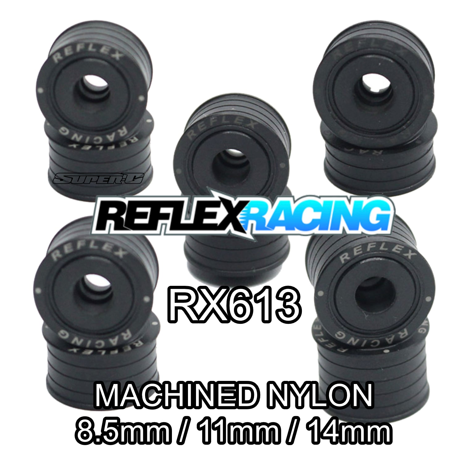 Reflex Racing NYLON MACHINED BLACK - RWD Rims for Mini-Z (8.5mm - 11mm - 14mm) [Reflex Racing] RX613