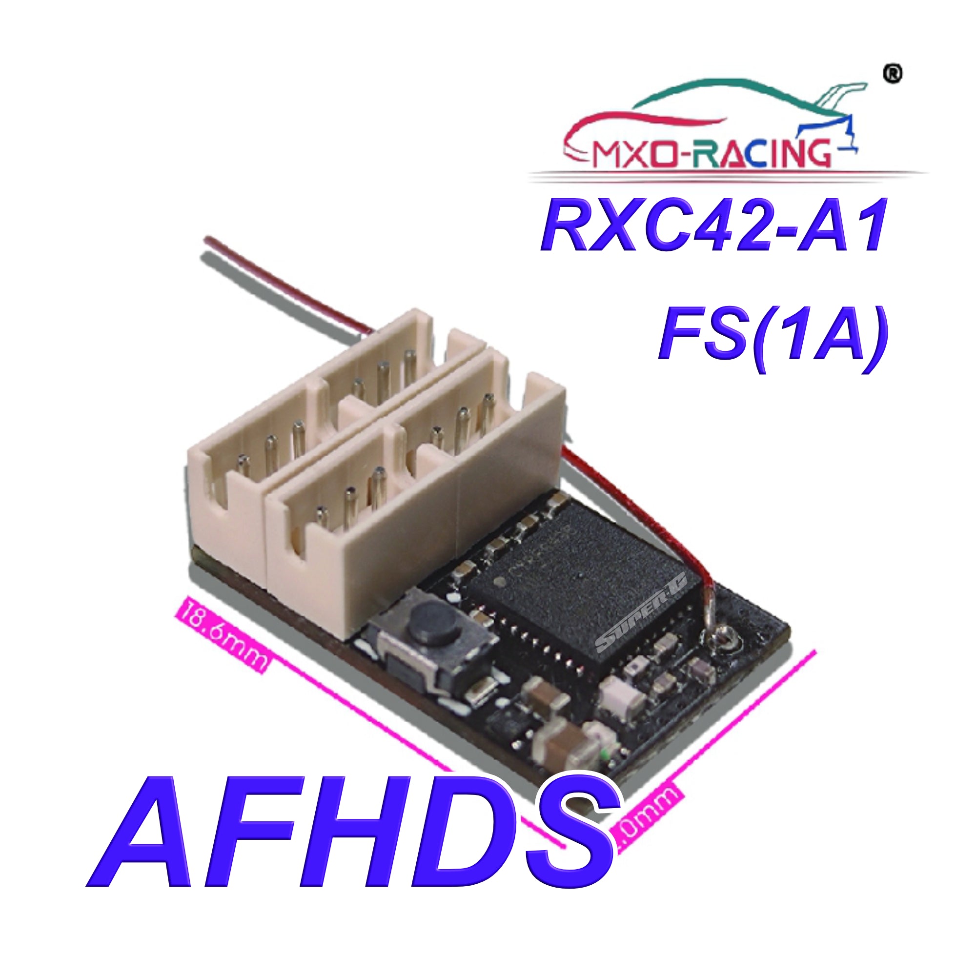FLYSKY AFHDS Compatible 4 Channel MICRO WIRELESS (Internal Antenna) Receiver For 1-24 1-28 [MXO RACING] RXC42-A1