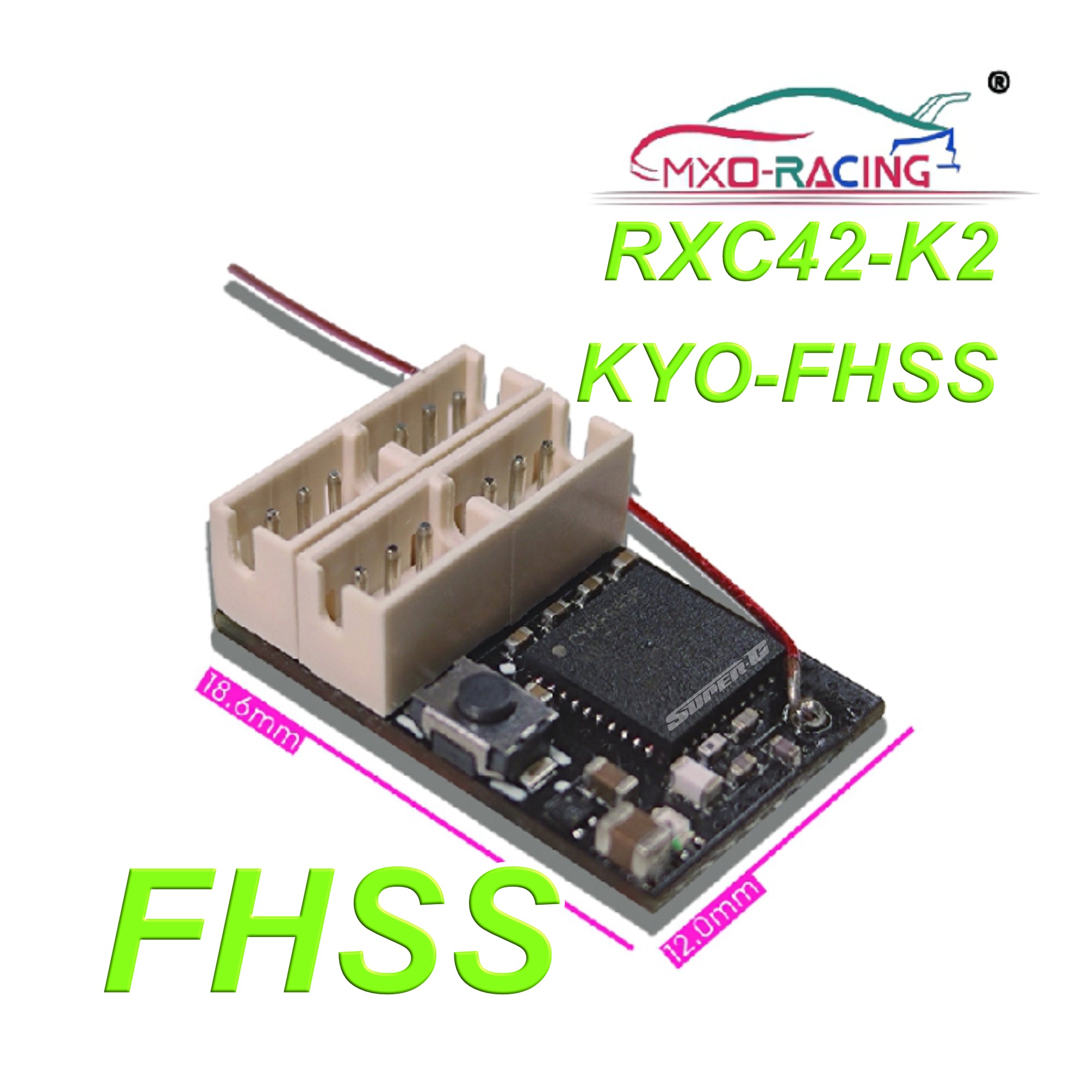 KYOSHO FHSS (KT-531P/KT-432PT) V2 Compatible 4 Channel MICRO WIRELESS (Internal Antenna) Receiver For 1-24 1-28 [MXO RACING] RXC42-K2