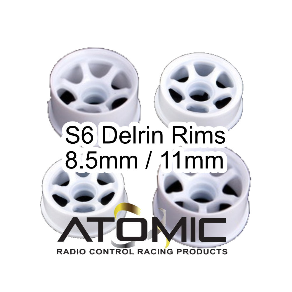 2WD S6 DELRIN WHITE 6-SPOKE Wheels Rims for Mini-Z (1-28