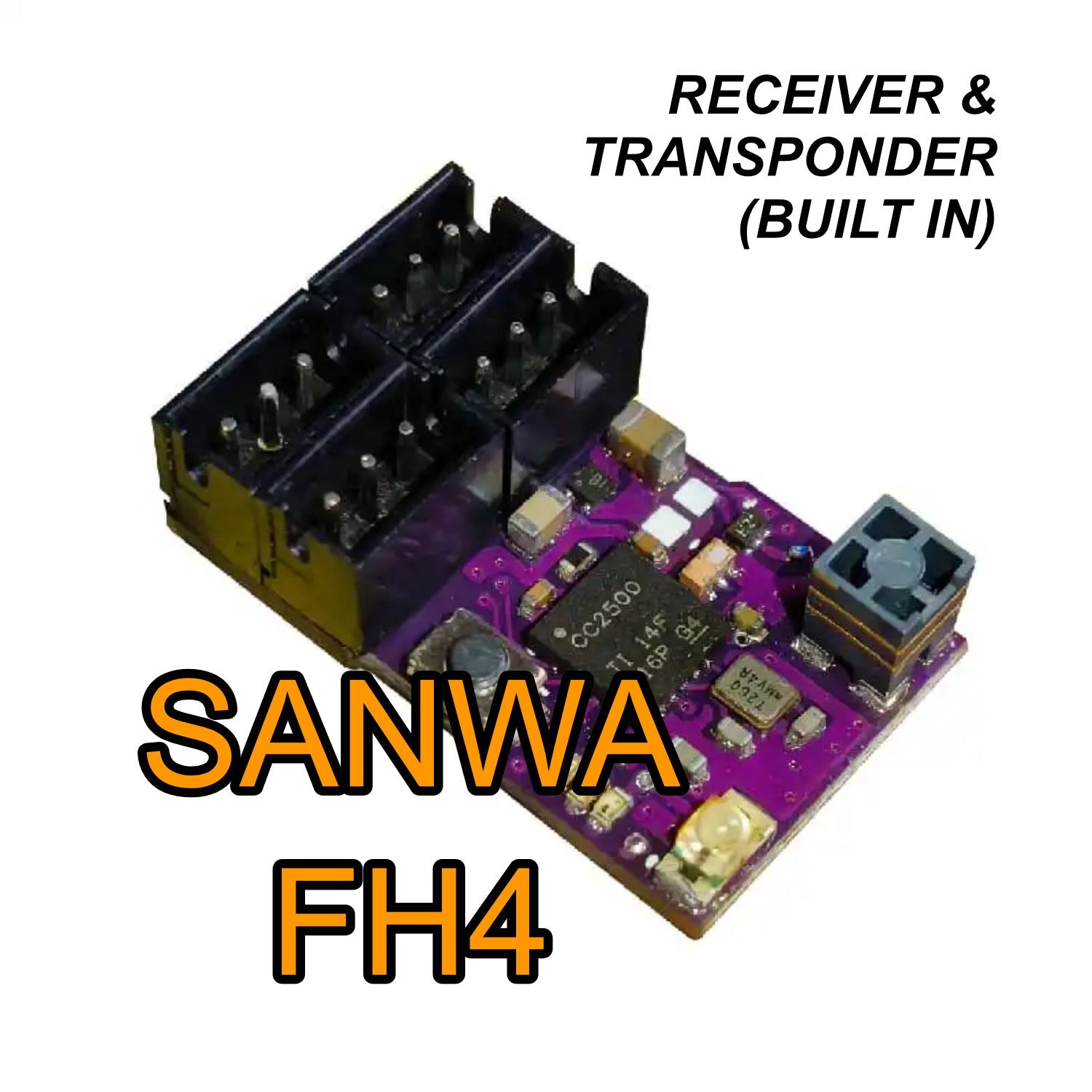 SANWA FH4 Compatible 4 Channel MICRO WIRELESS  Receiver + TRANSPONDER For 1-24 1-28 (CASE-LESS) [MXO RACING] RXC52-SA&TP