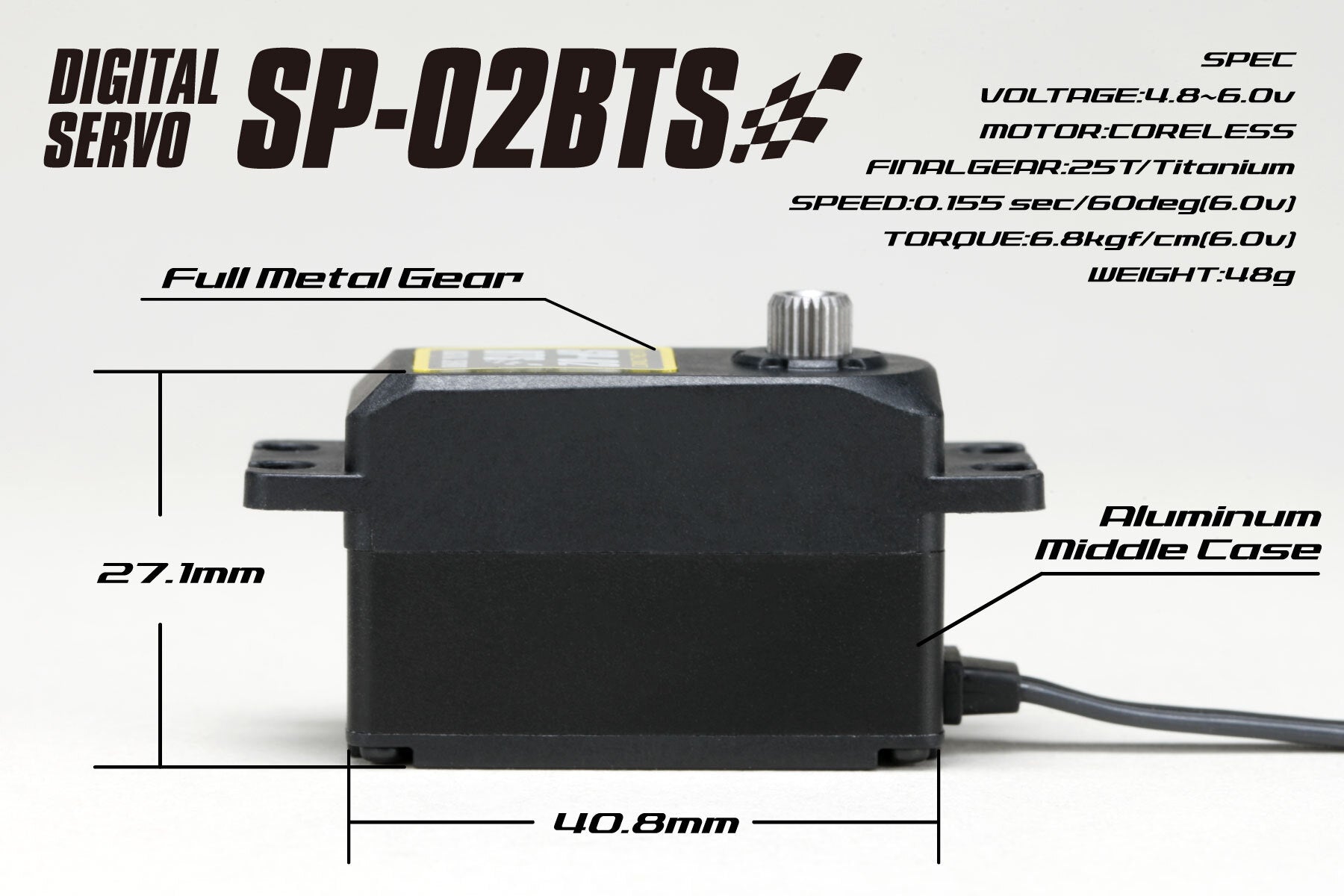 SP-02BTS RWD Drift Spec Servo Coreless Titanium (Low profile size) .015@6.8kg [Yokomo]  SP-02BTS