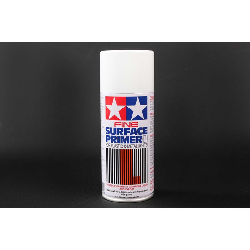 WHITE Surface Primer L SPRAY for PLASTIC / METAL - 180ml (For Plastic Models) [Tamiya] 87044