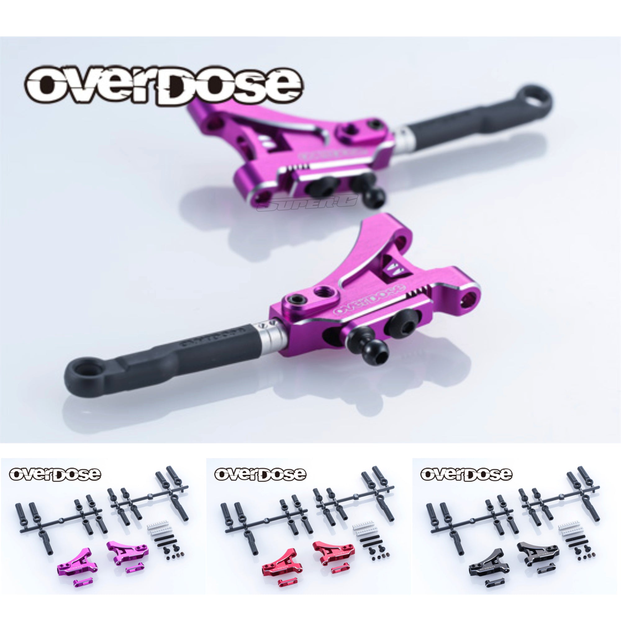 PREORDER: Adjustable Aluminum Front Suspension Arm Type-4 for GALM PURPLE RED BLACK [OVERDOSE] OD3964 OD3965 OD3966