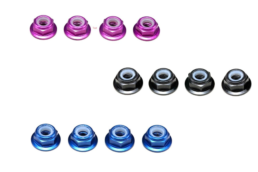 M4 Aluminum 4mm Nylon Lock Nuts [YOKOMO] ZC-N4AFLBK ZC-N4AFLBL ZC-N4AFLPU