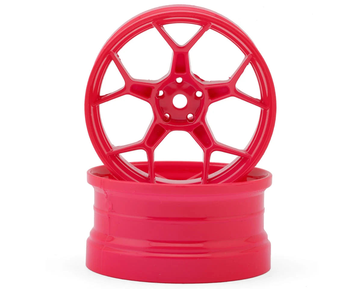 Feathery Split 5Y Wheels 5mm 8mm OFFSET (FLOURESCENT PINK) 1-10 Drift Rims[DS Racing] DF-5Y2-5FP-HG DF-5Y2-8FP-HG