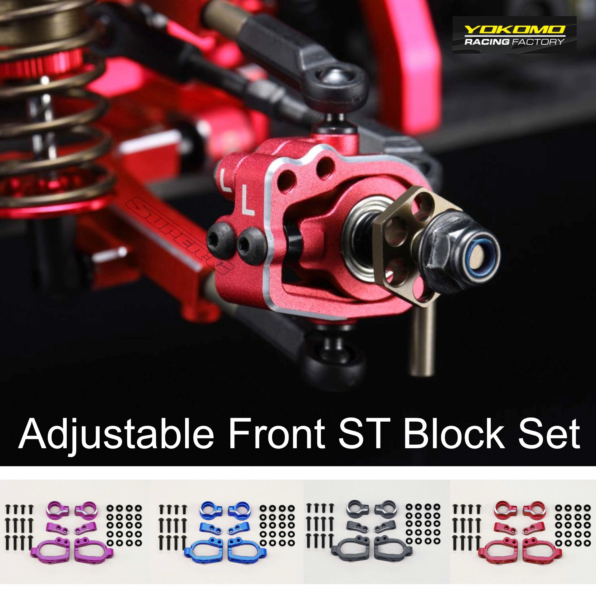 RWD Adjustable Front ST Block Set for RD/SD series STEERING KNUCKLES BLACK BLUE RED PURPLE [Yokomo] RD-415SAB RD-415SABL RD-415SAP RD-415SAR