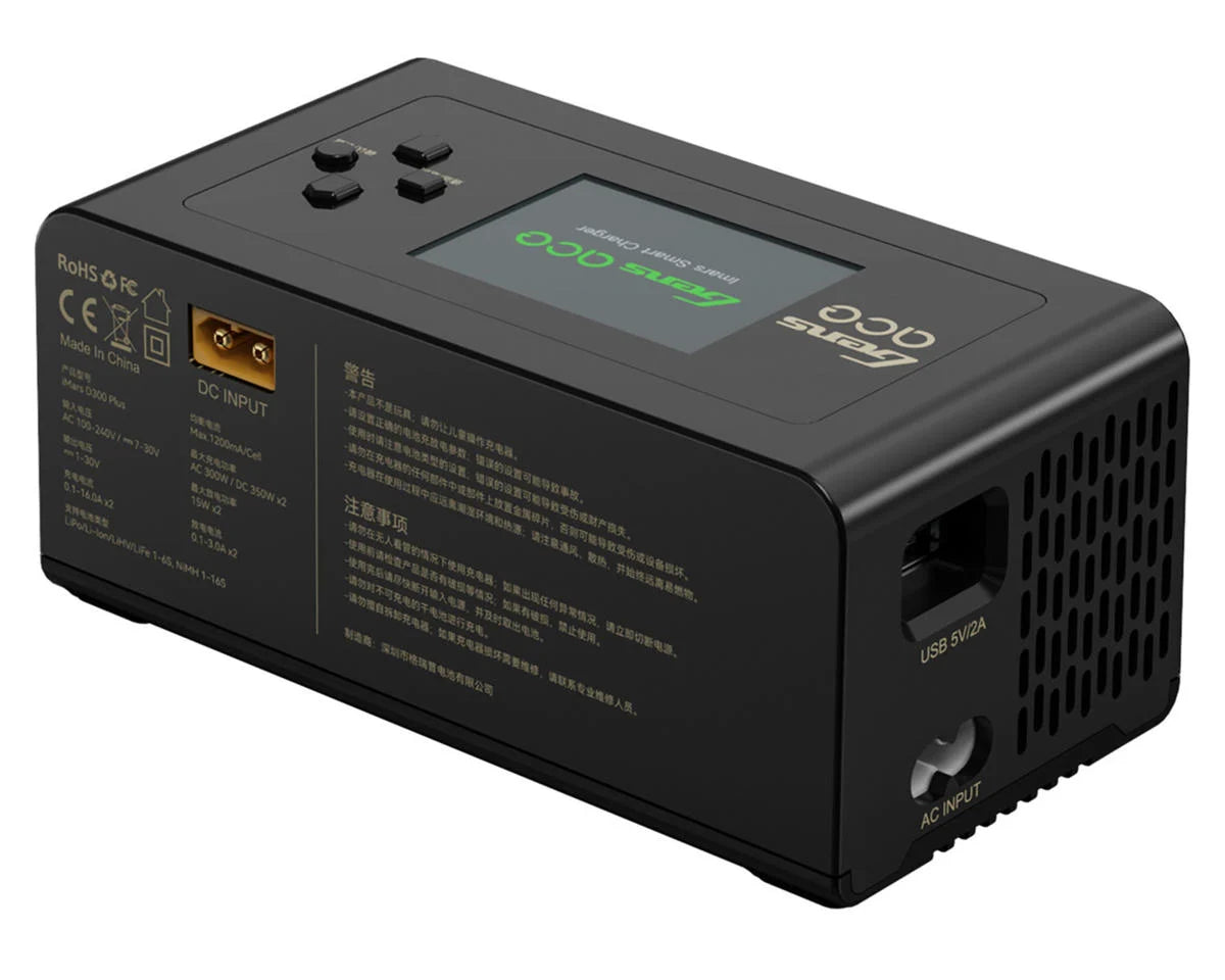 iMars D300 Plus G-Tech Smart Dual AC/DC Charger (Black) (6S/16A) (AC-300W) (DC-350W x2) w BT[Gens Ace] GEA300WPLUS-UB
